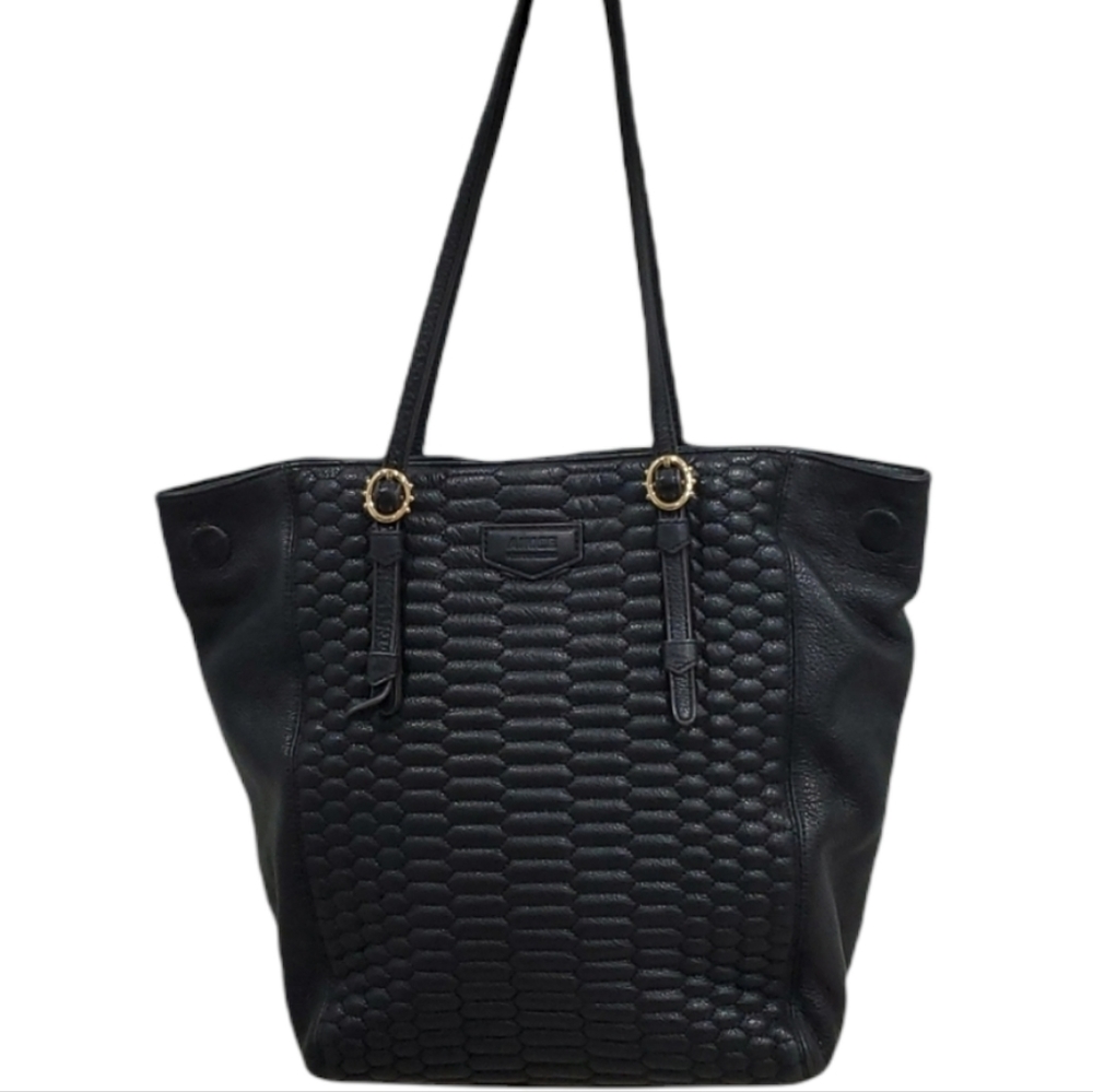 Aimee Kestenberg Medina Tote Large Black Pebbled Leather Shoulder Bag, Work Bag